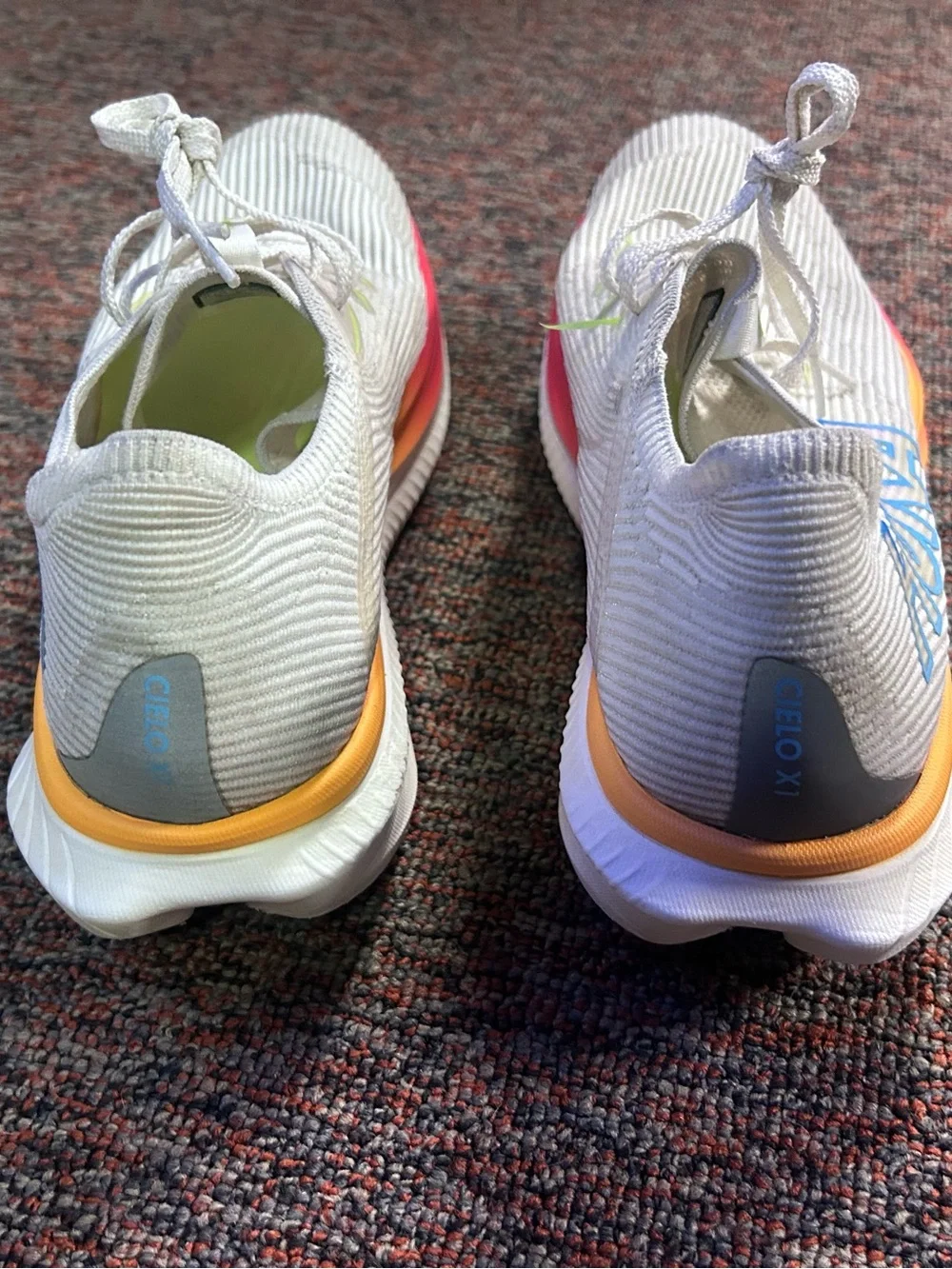 Hoka One One Cielo X1 Womens Size 13, Mens 12, White Blue Running Shoes Sneakers